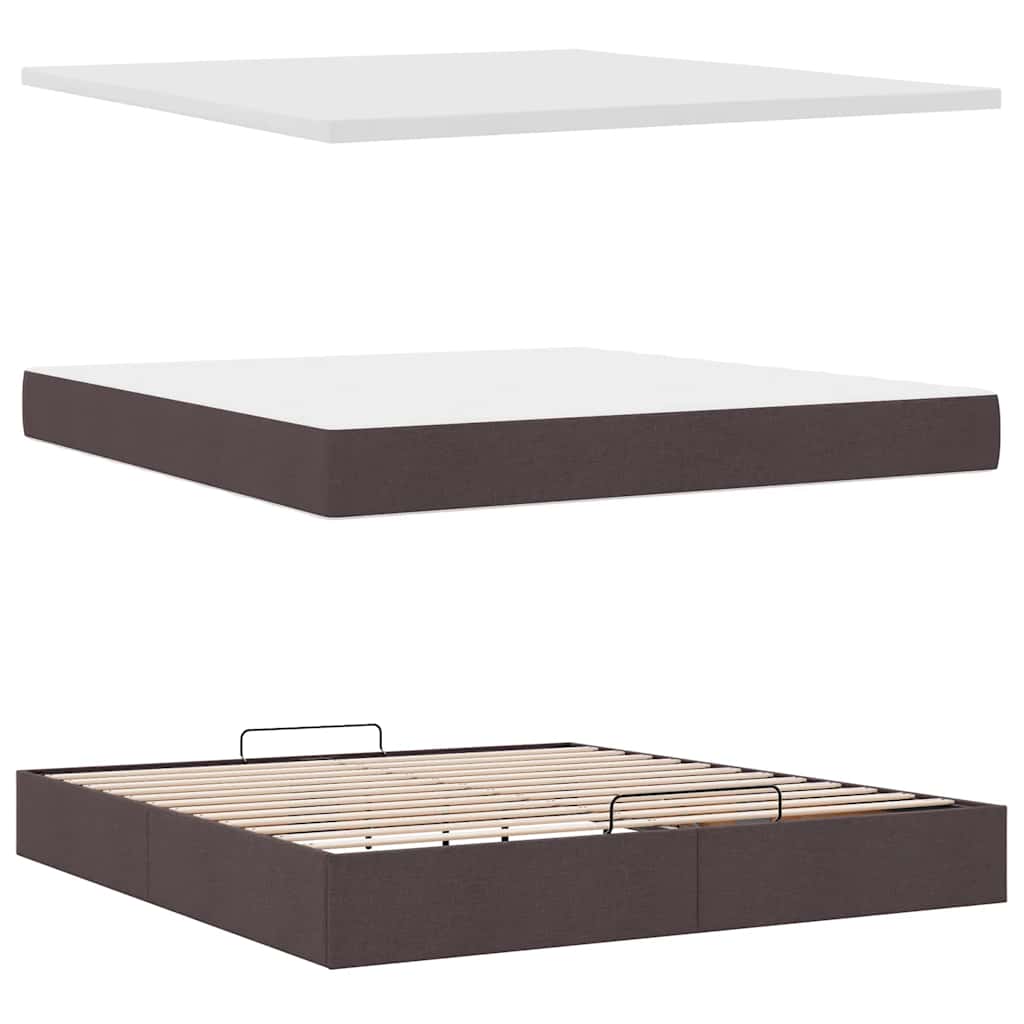 Ottomane Bett mit Matratze & LEDs Dunkelbraun 180x200 cm Stoff