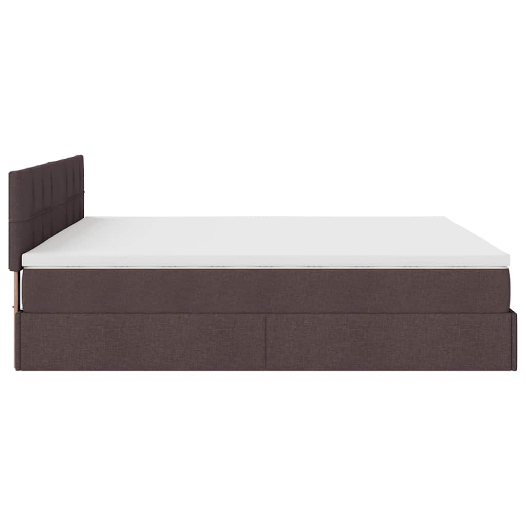 Ottomane Bett mit Matratze & LEDs Dunkelbraun 180x200 cm Stoff