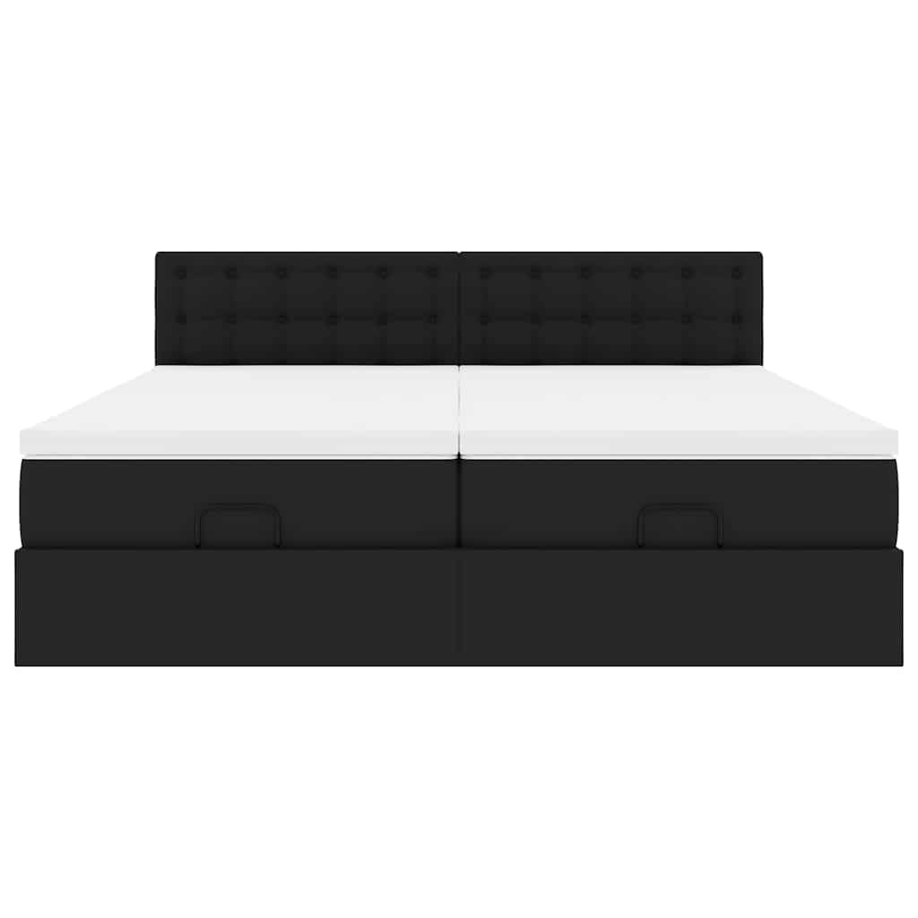 Ottoman-Bett mit Matratzen & LEDs Schwarz 180x200 cm Kunstleder