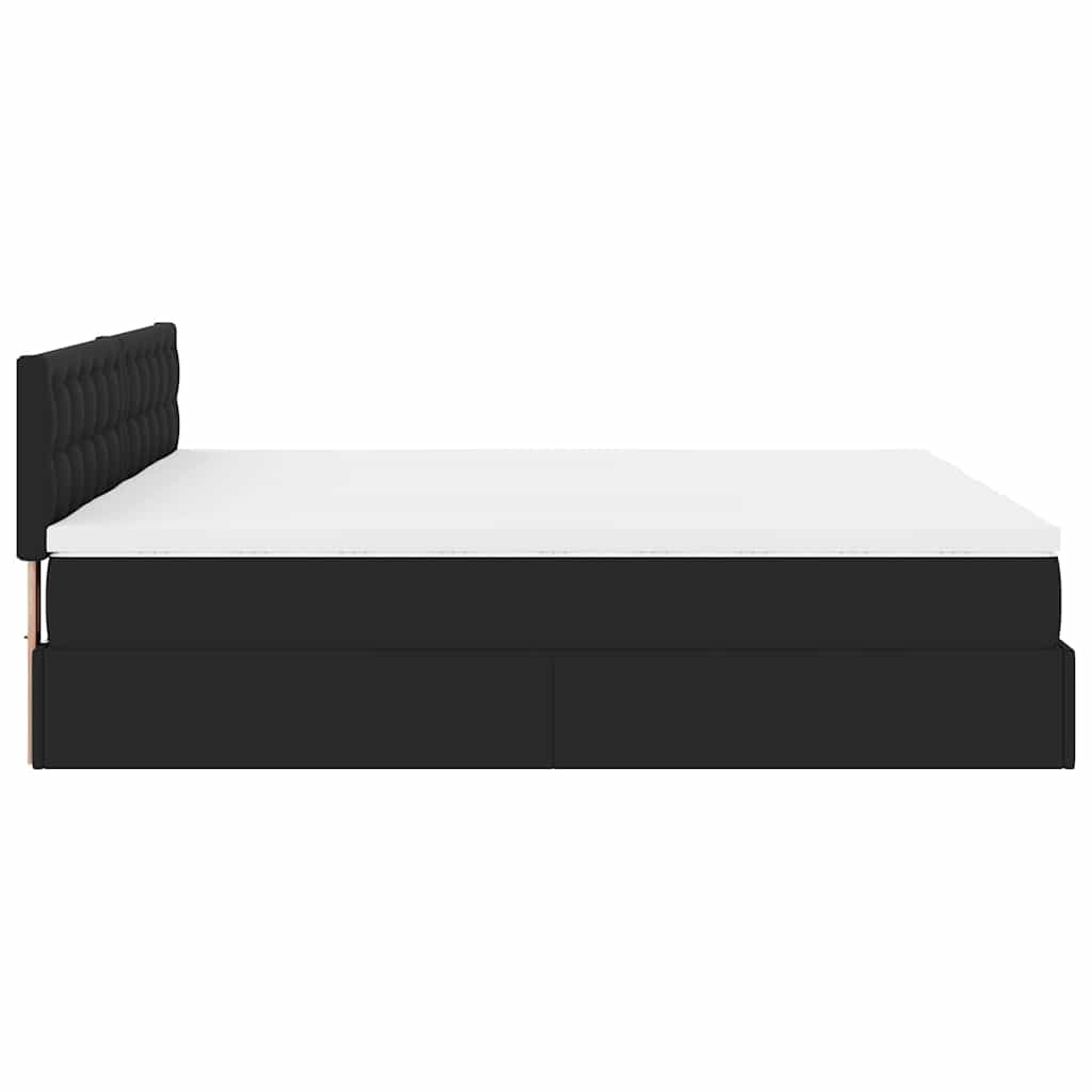 Ottoman-Bett mit Matratzen & LEDs Schwarz 180x200 cm Kunstleder