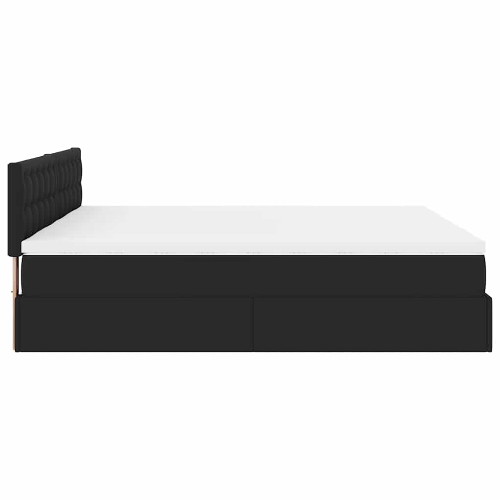 Ottoman-Bett mit Matratzen & LEDs Schwarz 200x200 cm Kunstleder
