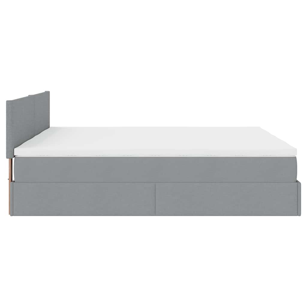 Ottoman-Bett mit Matratzen & LEDs Hellgrau 180x200 cm Stoff