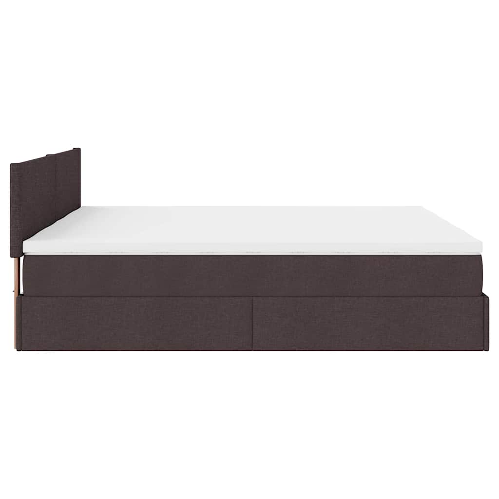 Ottoman-Bett mit Matratzen & LEDs Dunkelbraun 180x200 cm Stoff