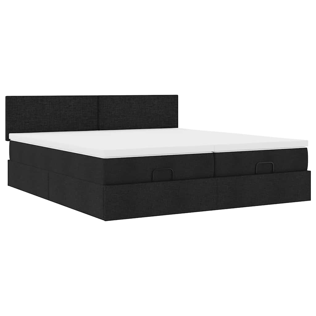 Ottoman-Bett mit Matratzen & LEDs Schwarz 200x200 cm Stoff