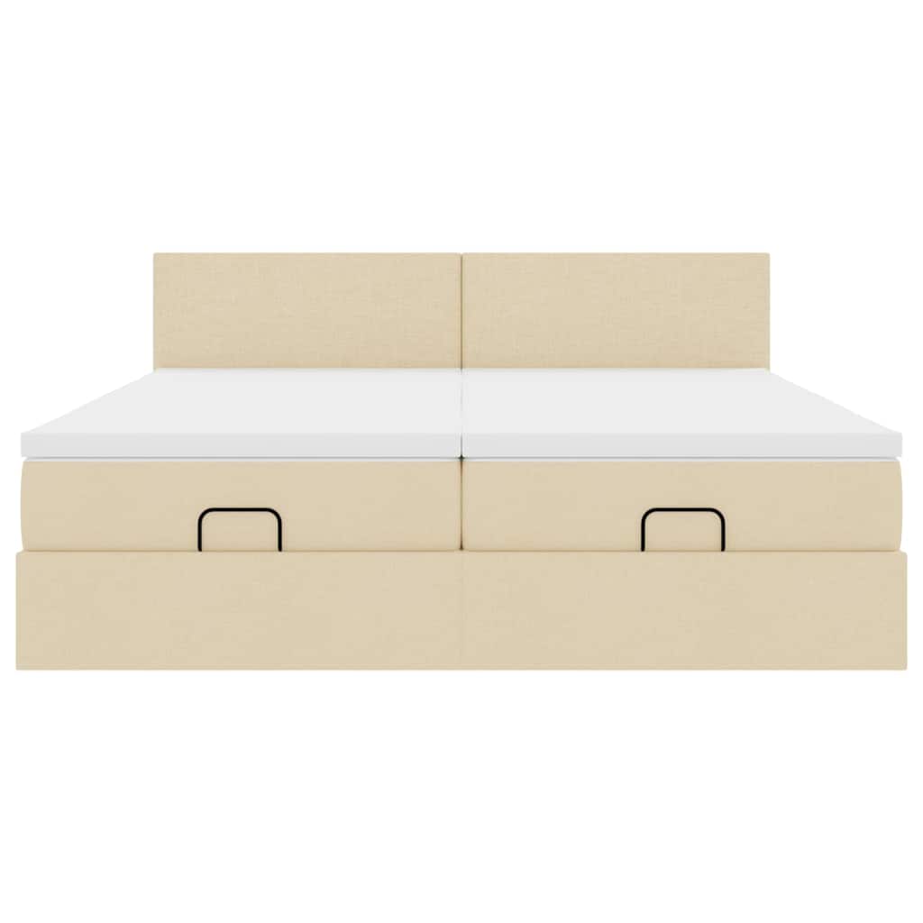 Ottoman-Bett mit Matratzen & LEDs Creme 200x200 cm Stoff