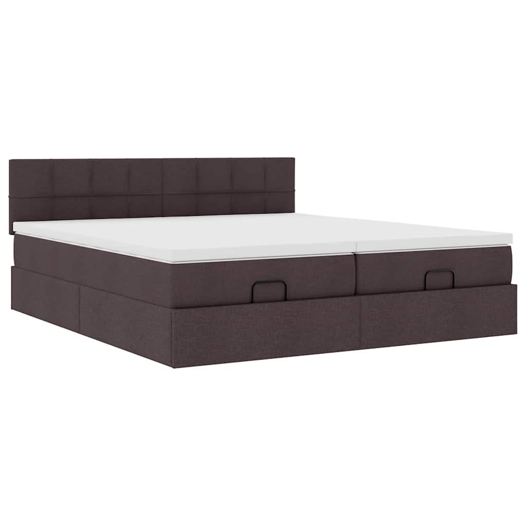 Ottoman-Bett mit Matratzen & LEDs Dunkelbraun 180x200 cm Stoff