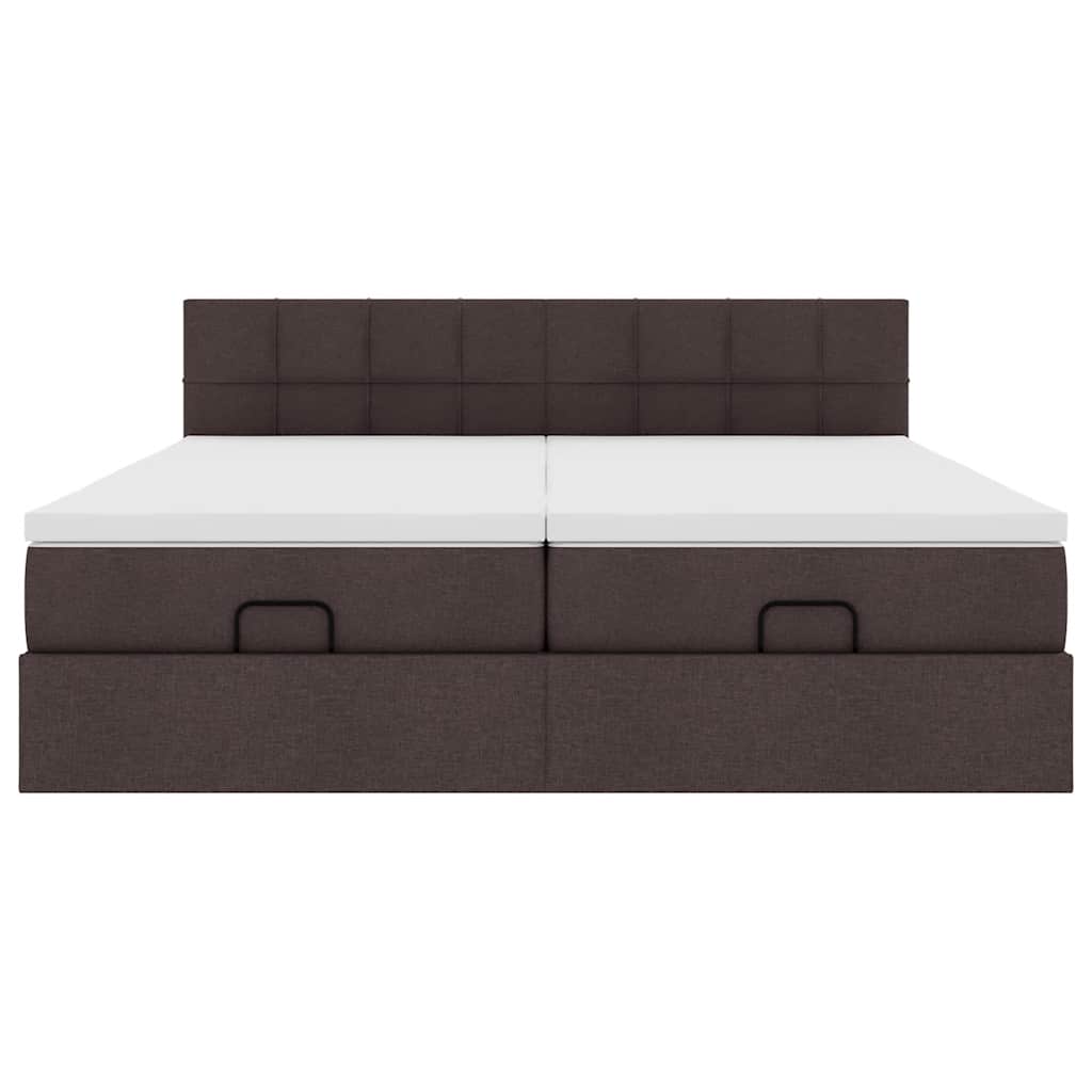Ottoman-Bett mit Matratzen & LEDs Dunkelbraun 180x200 cm Stoff