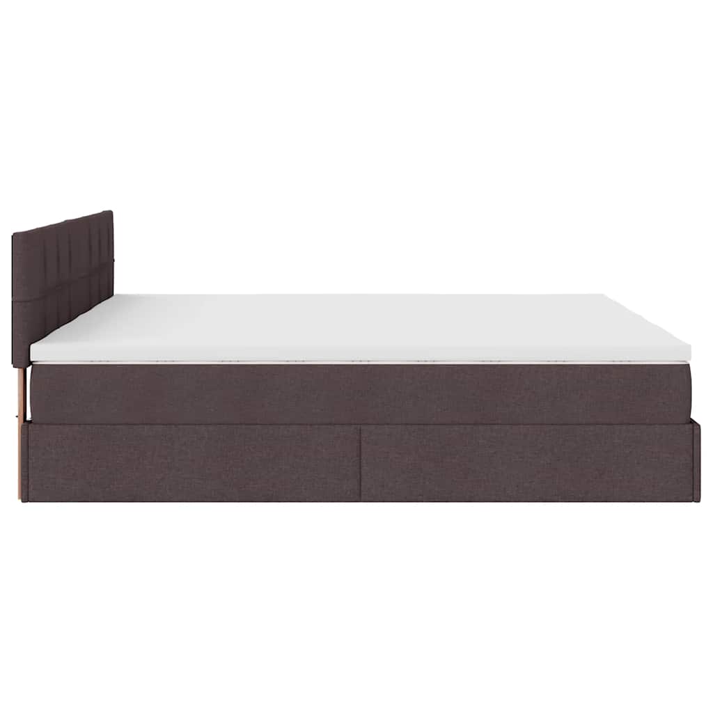 Ottoman-Bett mit Matratzen & LEDs Dunkelbraun 180x200 cm Stoff