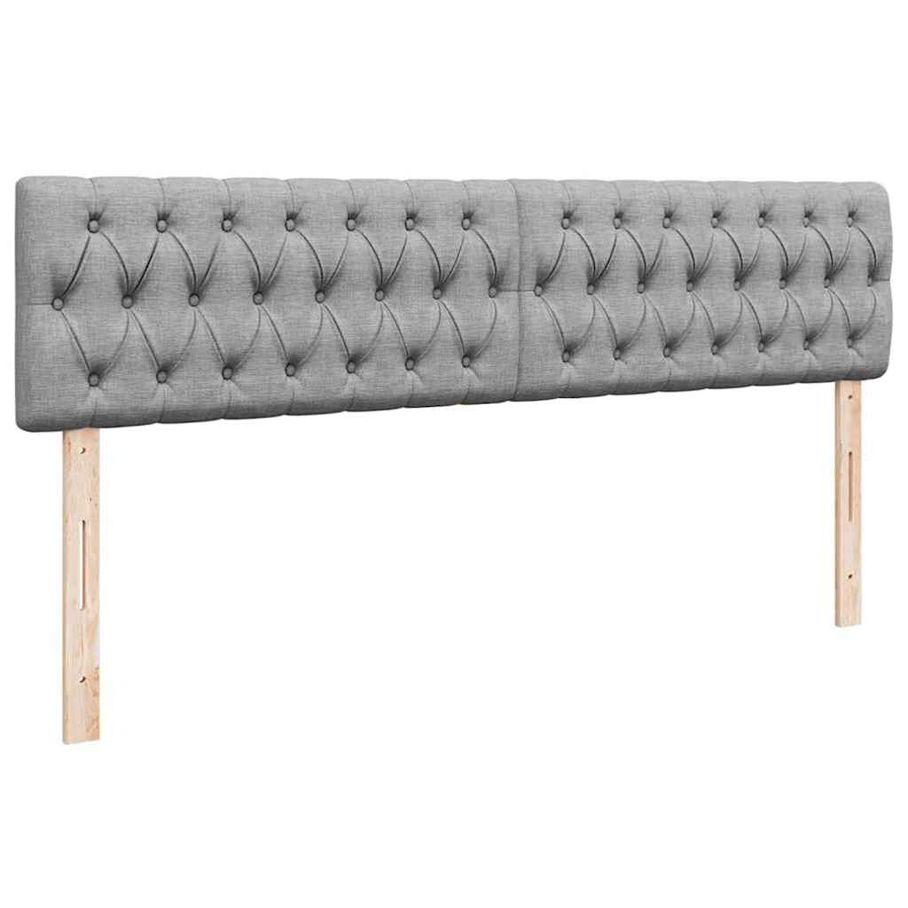 Ottoman bed with mattresses &amp; LEDs light grey 180x200 cm fabric