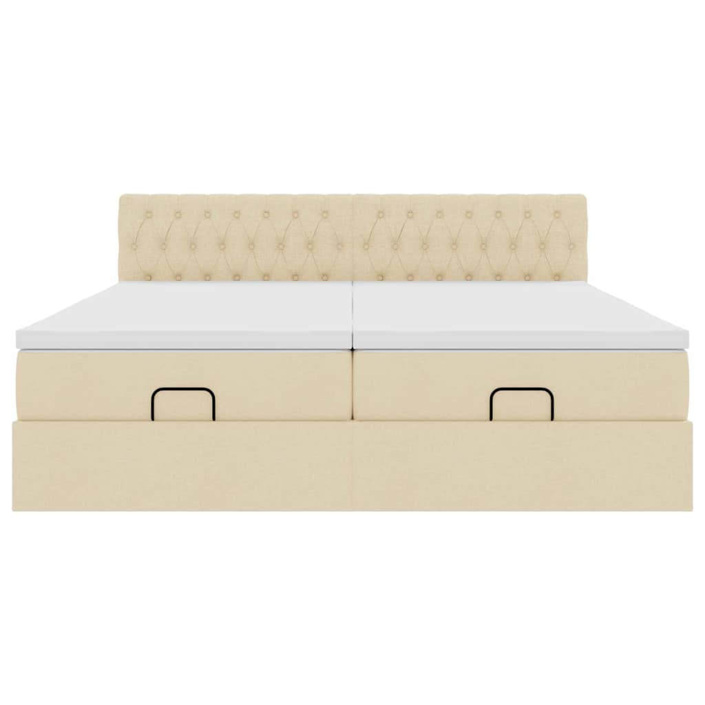 Ottoman-Bett mit Matratzen & LEDs Creme 200x200 cm Stoff