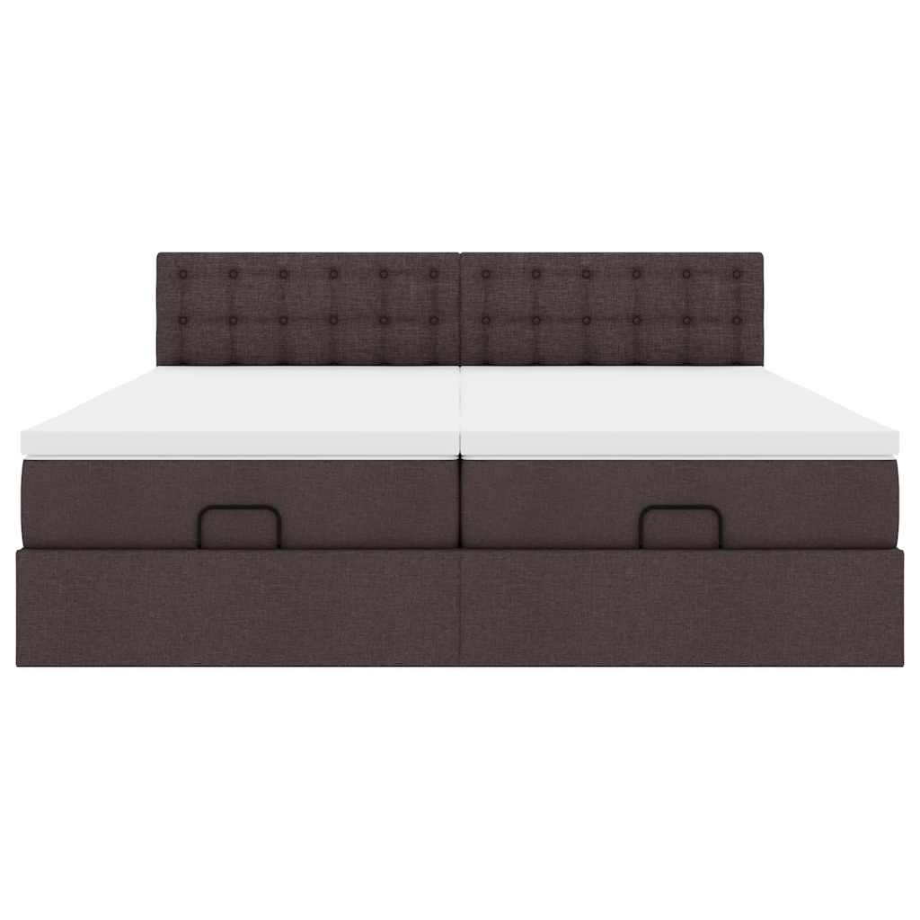 Ottoman-Bett mit Matratzen & LEDs Dunkelbraun 180x200 cm Stoff