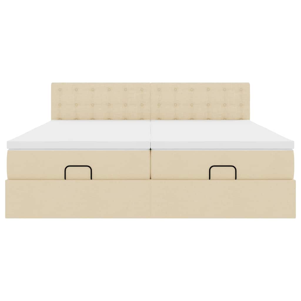 Ottoman-Bett mit Matratzen & LEDs Creme 200x200 cm Stoff