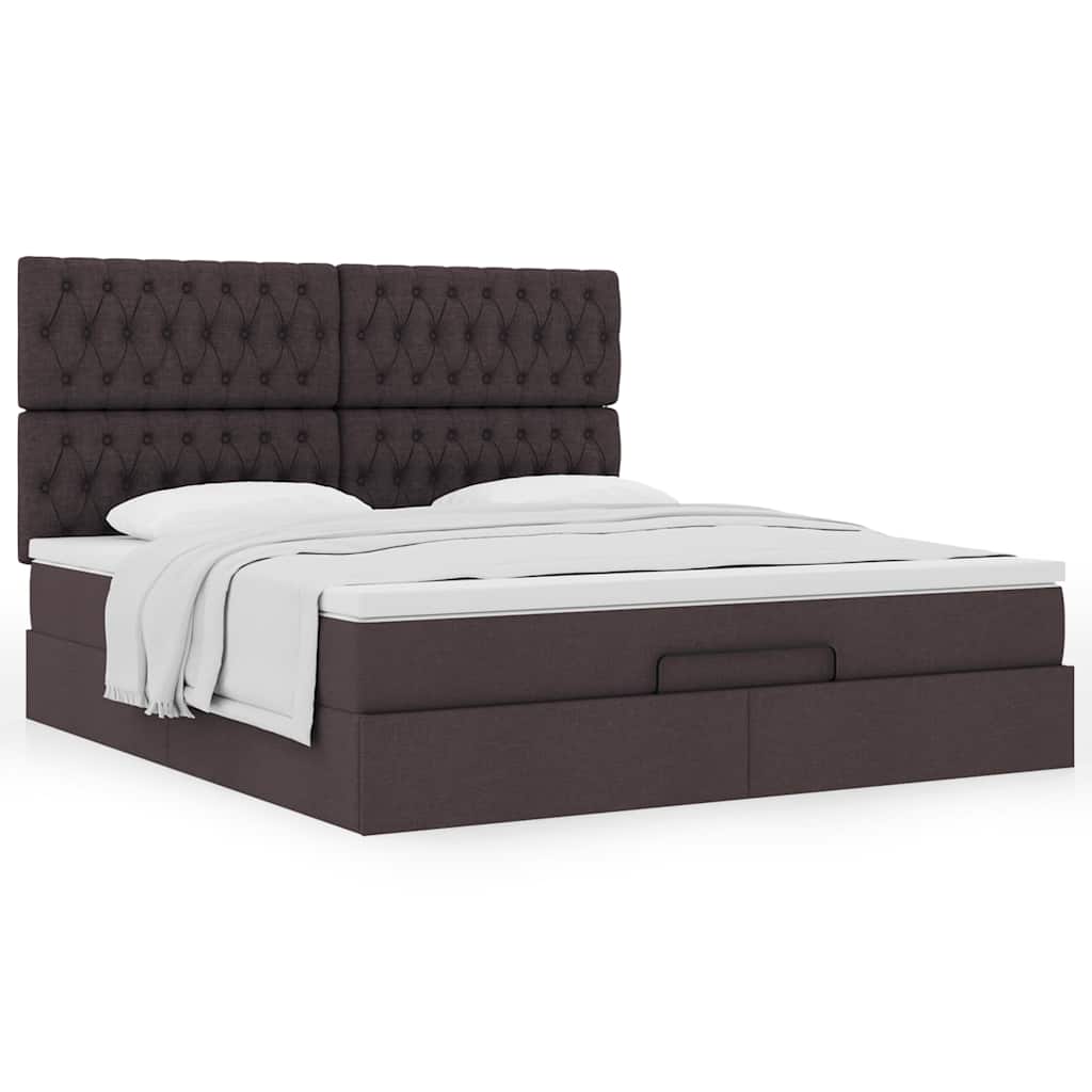 Ottoman-Bett mit Matratze Dunkelbraun 160x200 cm Stoff
