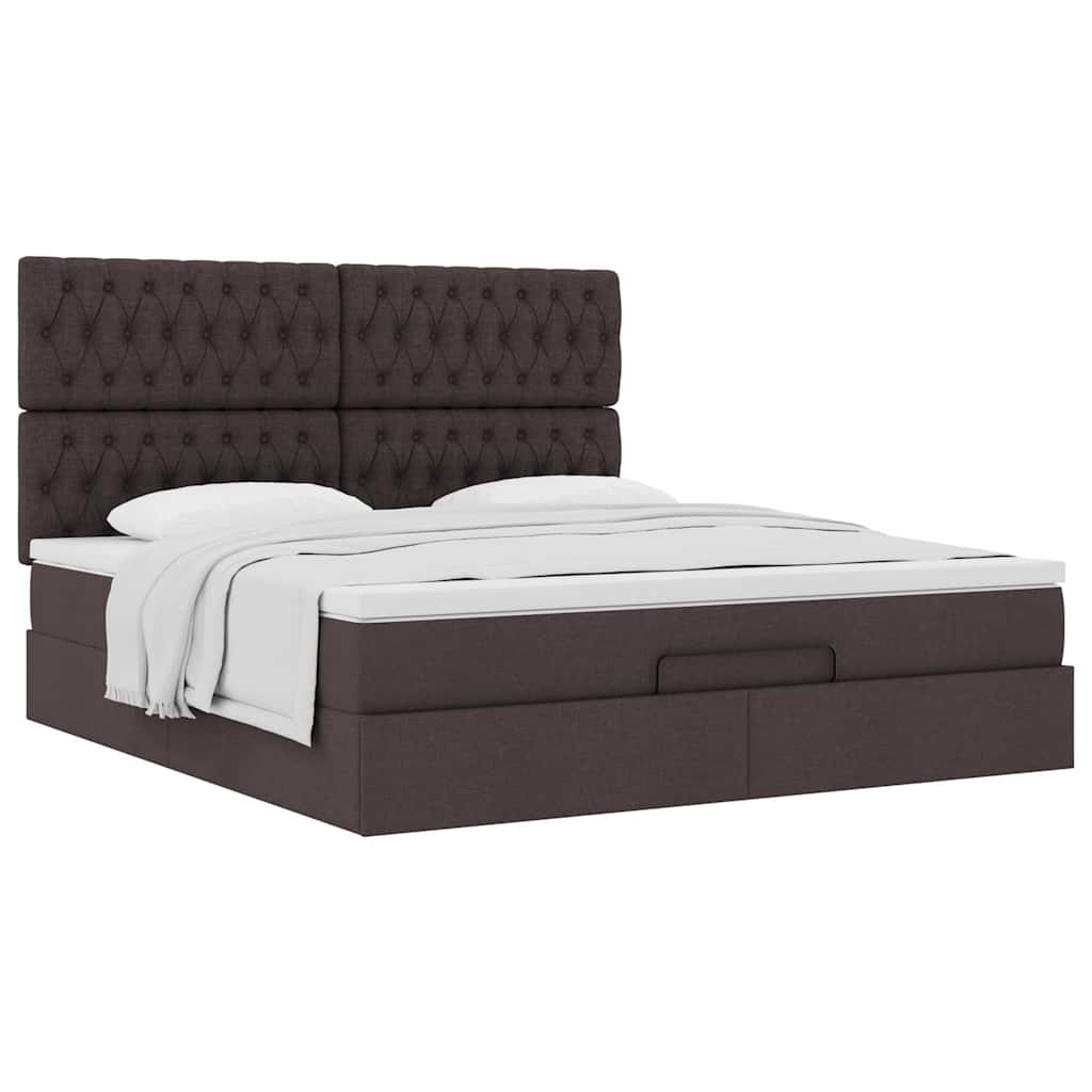 Ottoman-Bett mit Matratze Dunkelbraun 160x200 cm Stoff