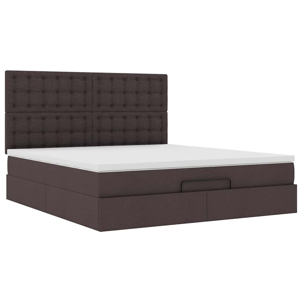 Ottoman-Bett mit Matratze Dunkelbraun 180x200 cm Stoff