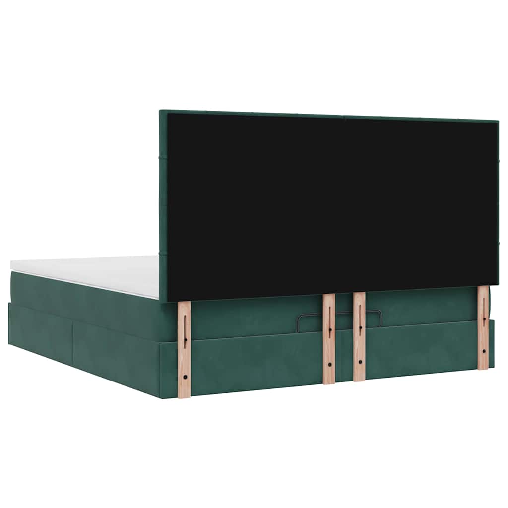Ottoman-Bett mit Matratzen Dunkelgrün 160x200 cm Samt