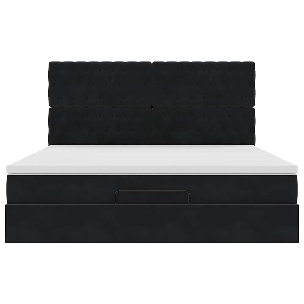 Ottoman-Bett mit Matratzen Schwarz 160x200 cm Samt