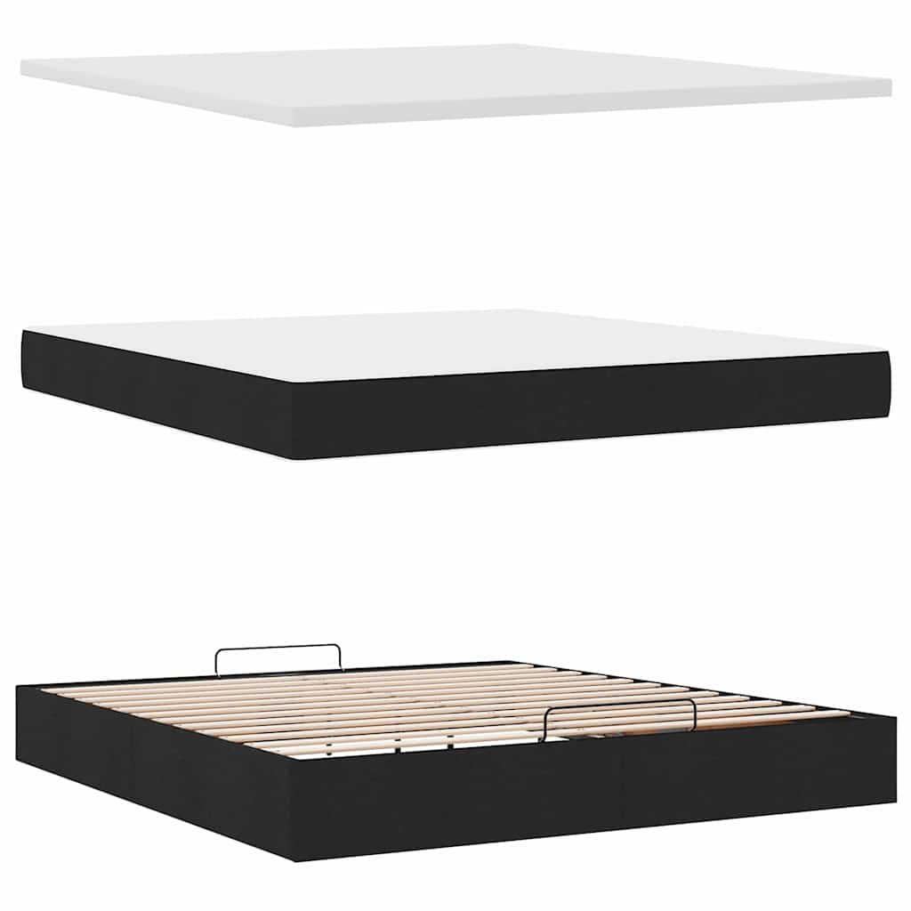 Ottoman-Bett mit Matratzen Schwarz 160x200 cm Samt
