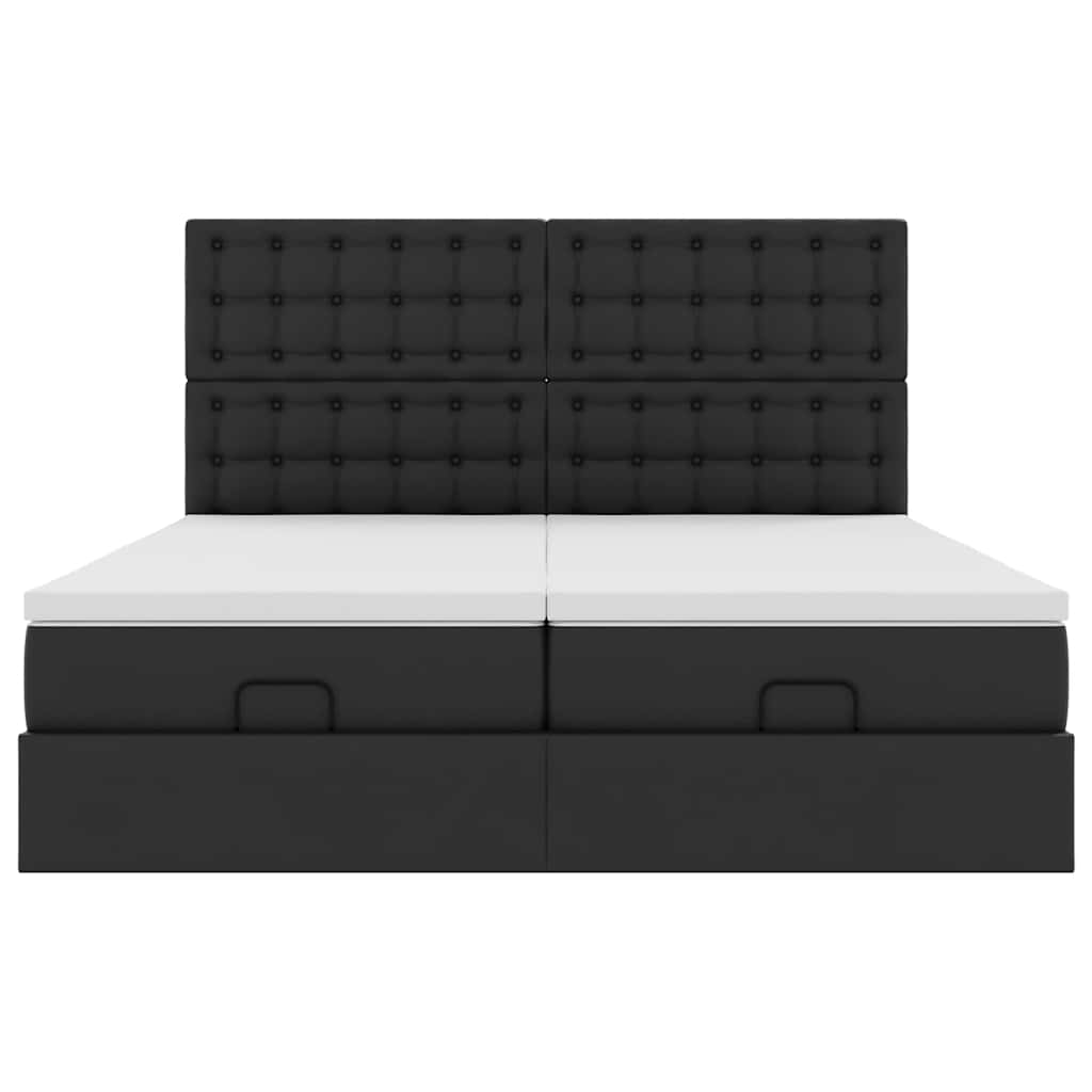 Ottoman-Bett mit Matratzen Schwarz 180x200 cm Kunstleder