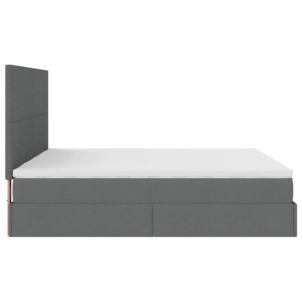Ottoman bed with mattress dark grey 200x200 cm fabric