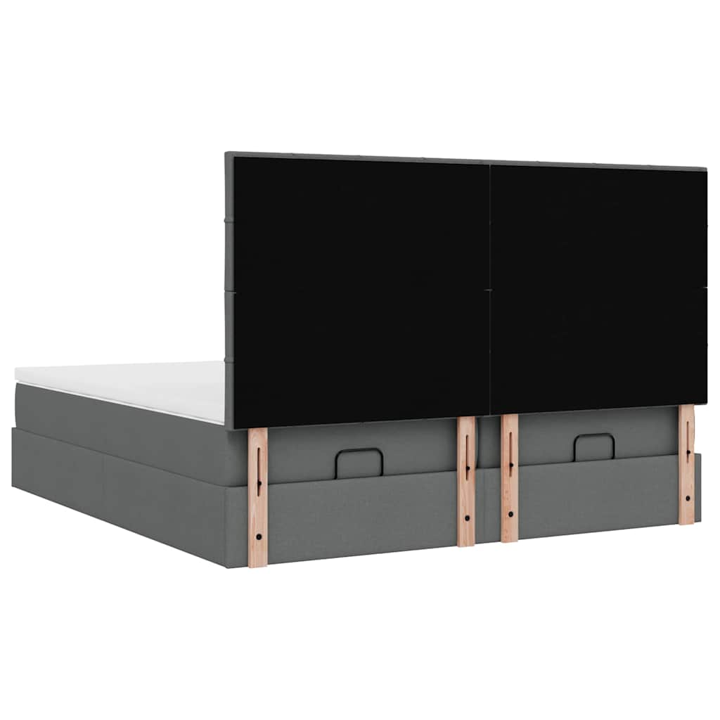 Ottoman bed with mattress dark grey 200x200 cm fabric