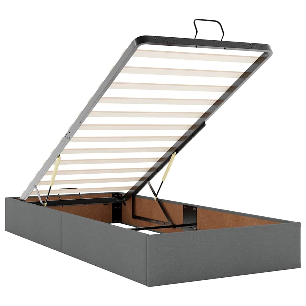 Ottoman bed with mattress dark grey 200x200 cm fabric
