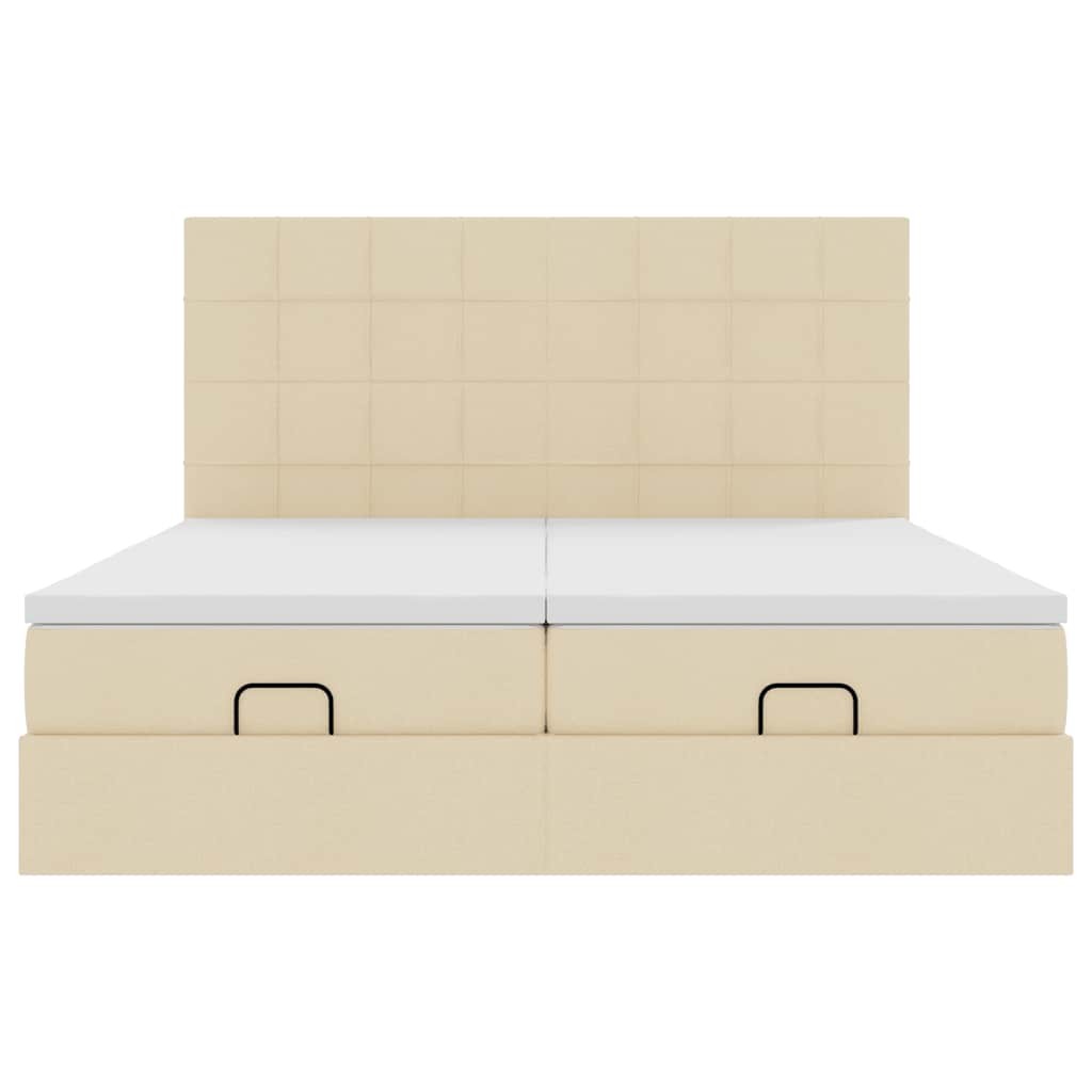 Ottoman-Bett mit Matratzen Creme 200x200 cm Stoff