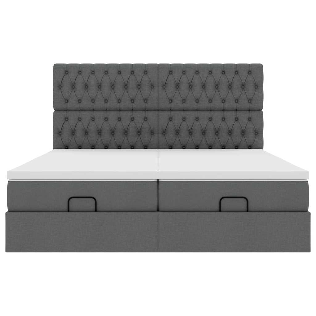 Ottoman-Bett mit Matratzen Dunkelgrau 180x200 cm Stoff