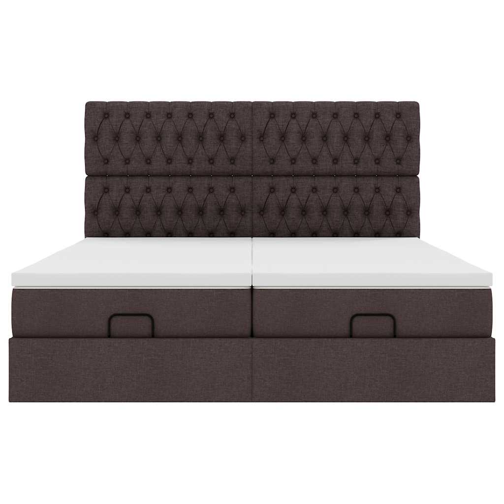 Ottoman-Bett mit Matratzen Dunkelbraun 200x200 cm Stoff