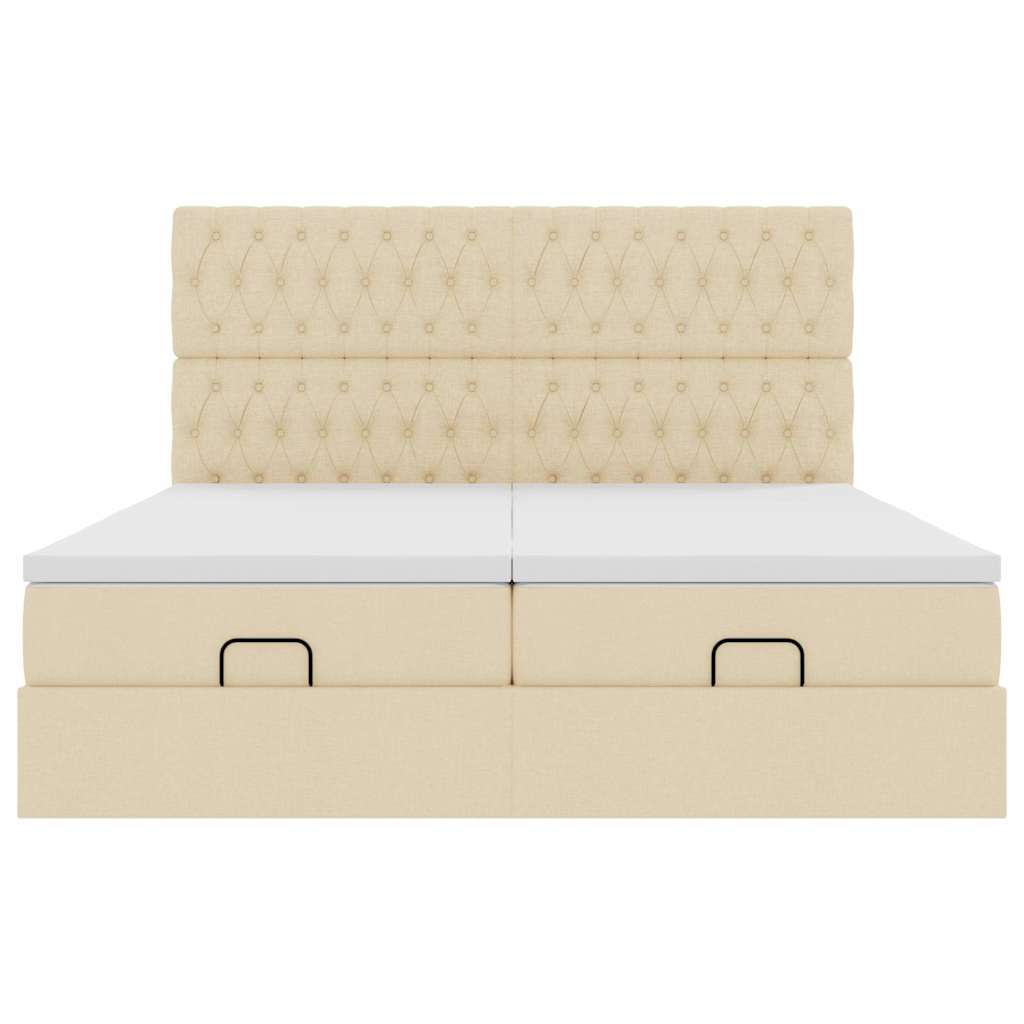 Ottoman-Bett mit Matratzen Creme 200x200 cm Stoff