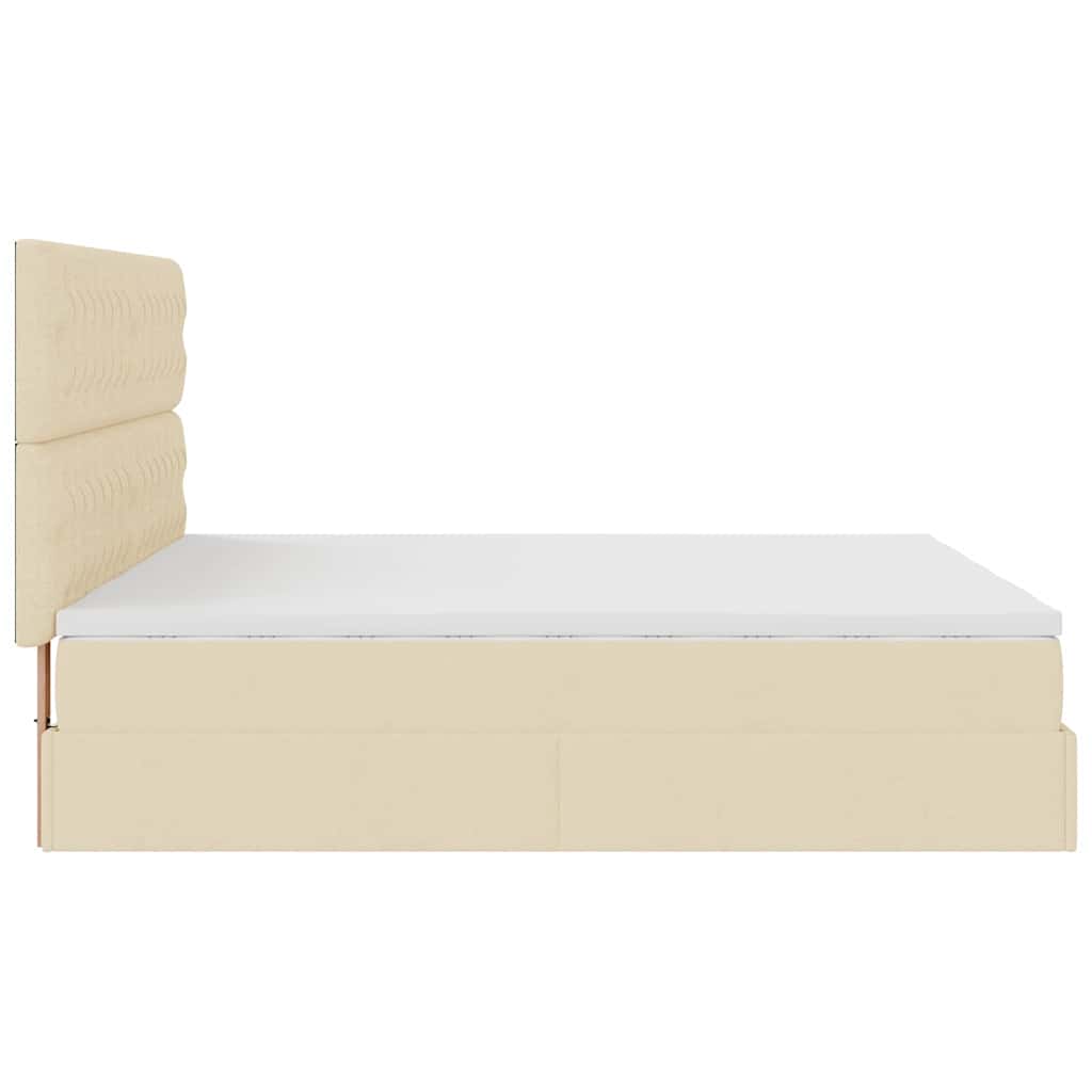 Ottoman-Bett mit Matratzen Creme 200x200 cm Stoff