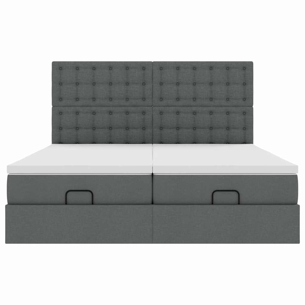 Ottoman bed with mattress dark grey 200x200 cm fabric