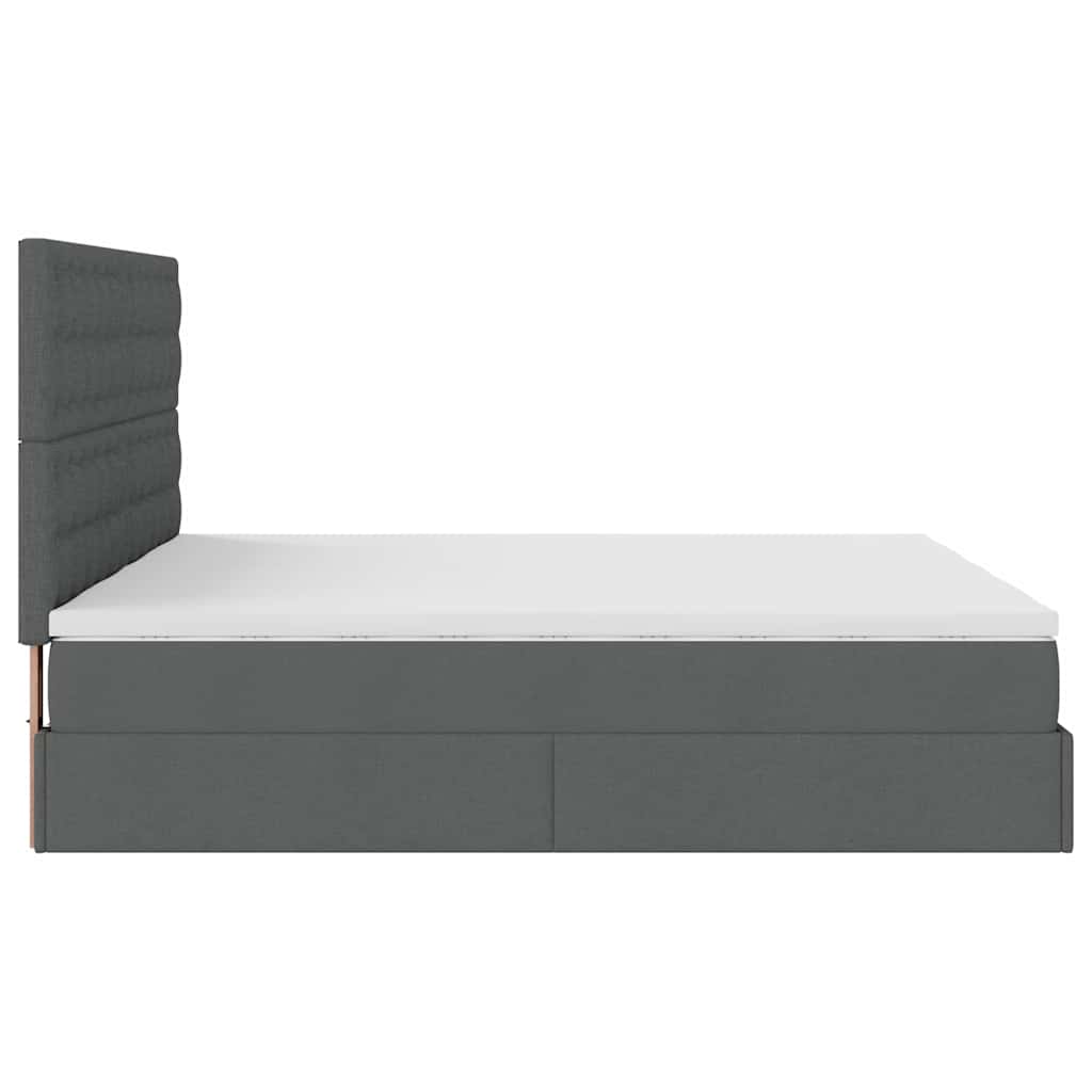 Ottoman bed with mattress dark grey 200x200 cm fabric
