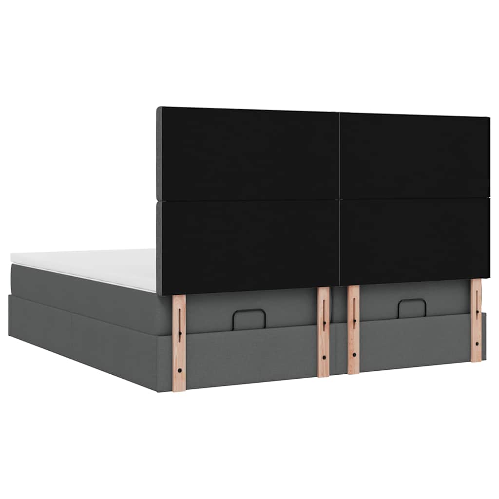 Ottoman bed with mattress dark grey 200x200 cm fabric