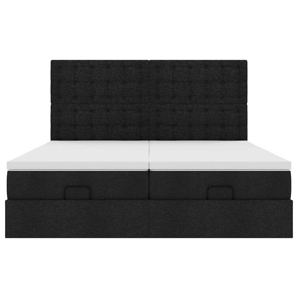 Ottoman-Bett mit Matratzen Schwarz 200x200 cm Stoff