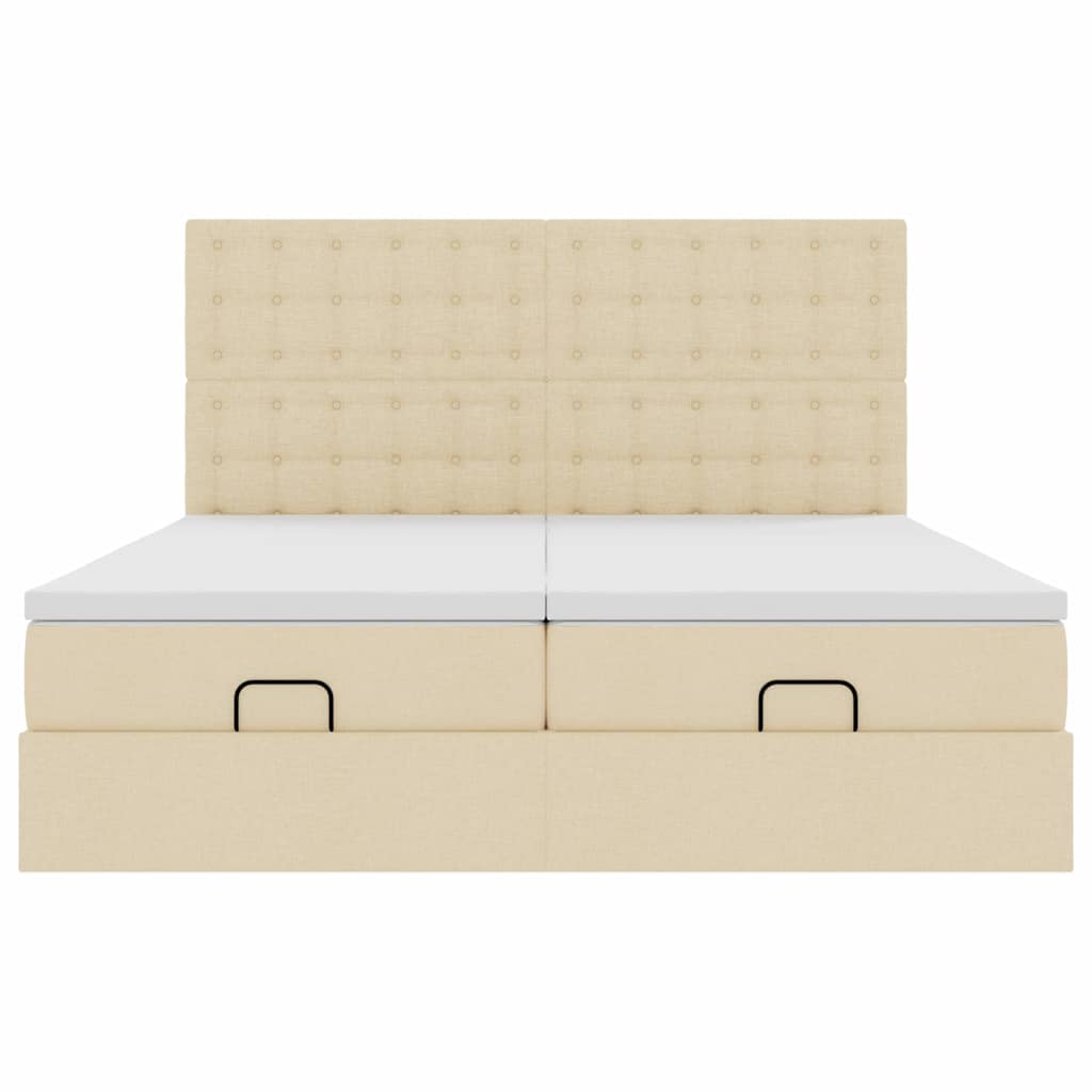 Ottoman-Bett mit Matratzen Creme 200x200 cm Stoff