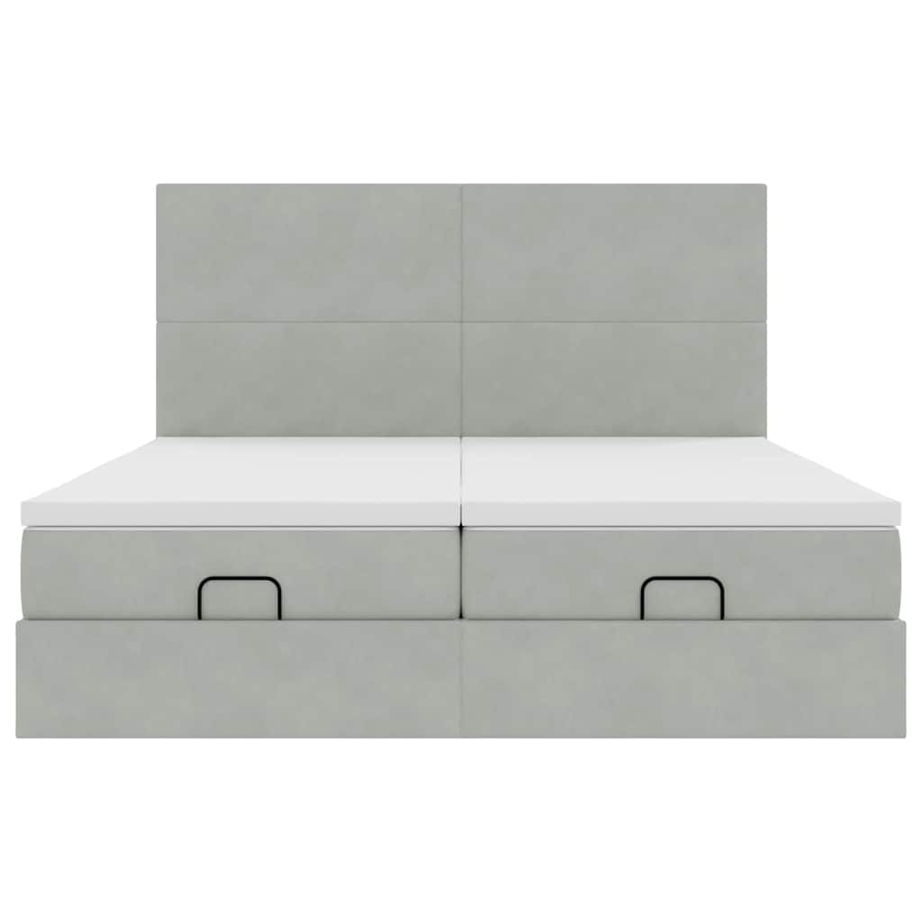 Ottoman-Bett mit Matratzen Hellgrau 180x200 cm Samt