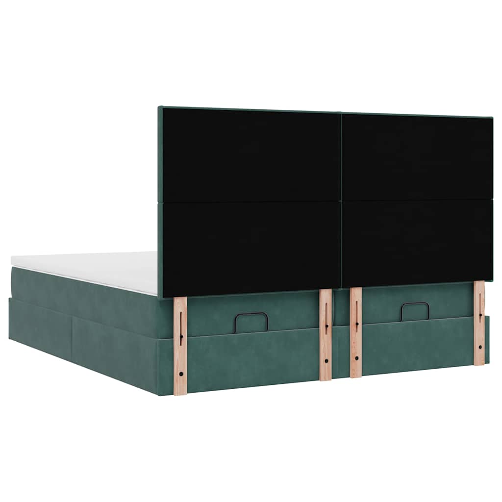 Ottoman bed with mattress dark green 200x200 cm velvet