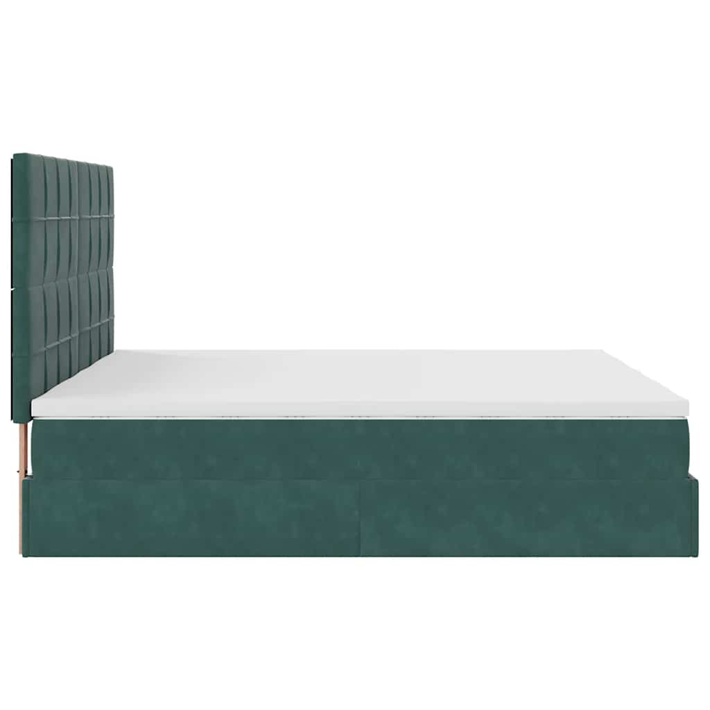 Ottoman bed with mattress dark green 200x200 cm velvet