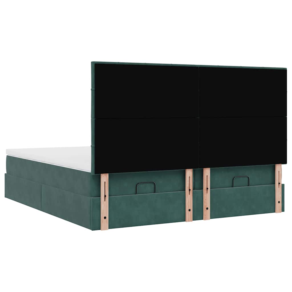 Ottoman bed with mattress dark green 200x200 cm velvet
