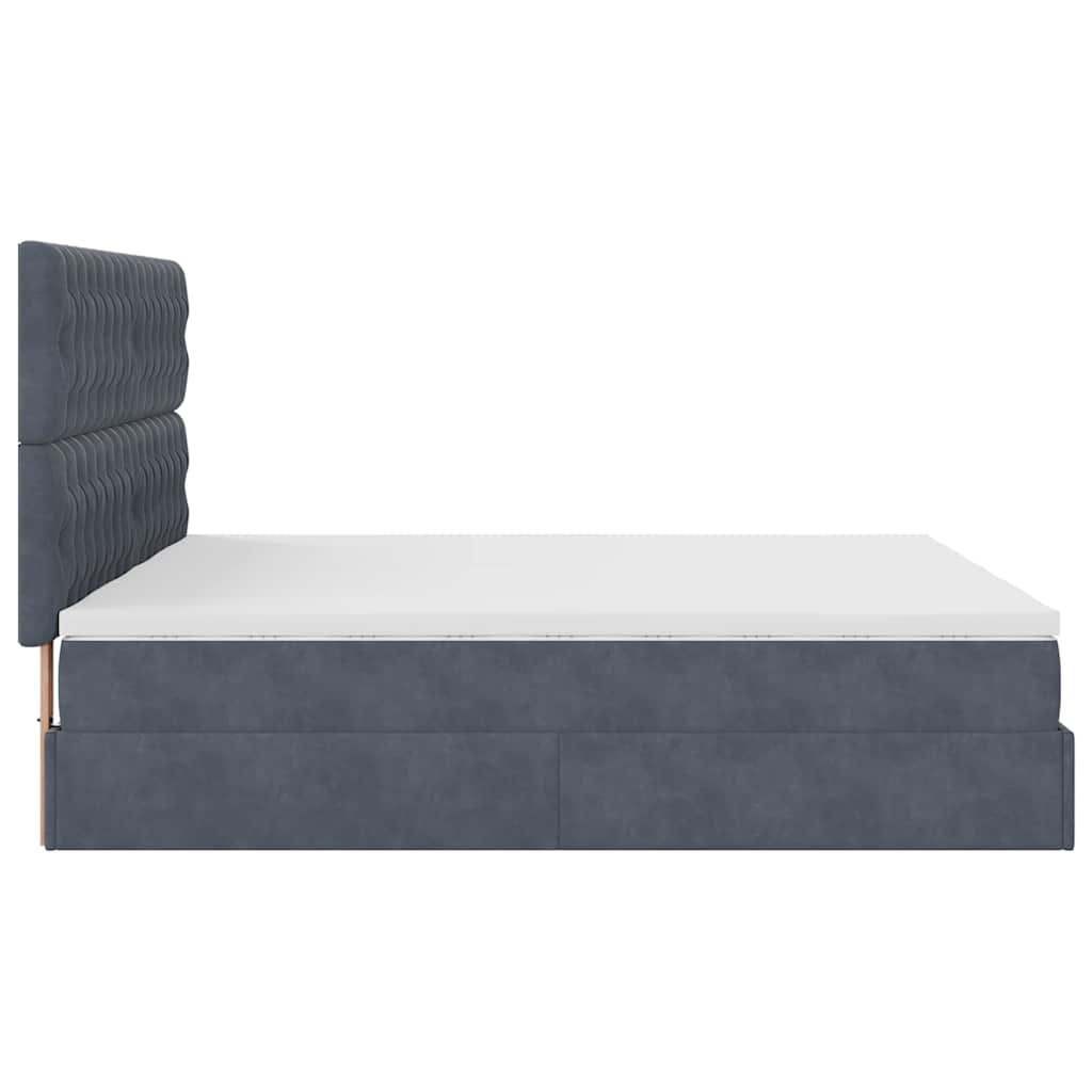 Ottoman bed with mattress dark grey 200x200 cm velvet