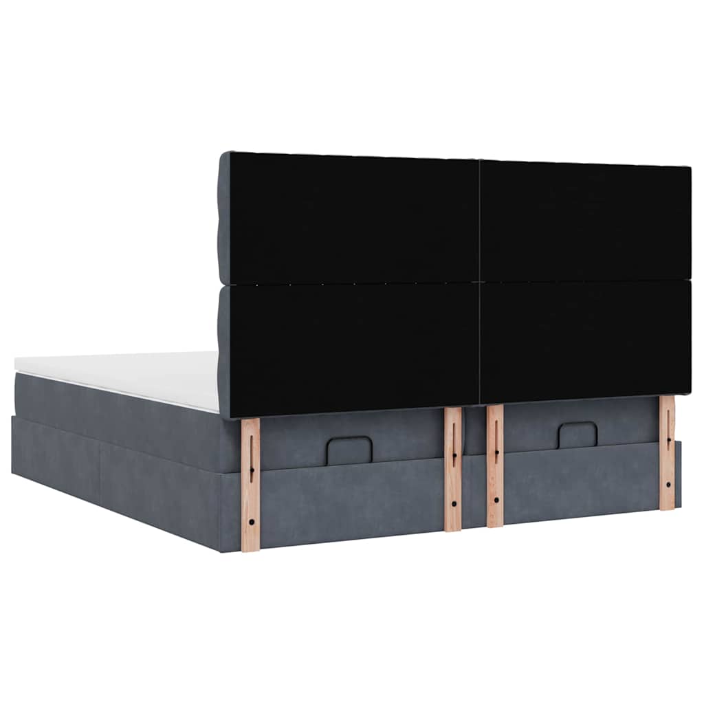 Ottoman bed with mattress dark grey 200x200 cm velvet