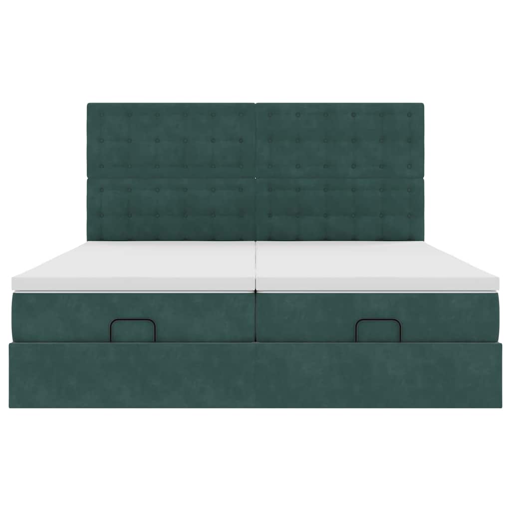 Ottoman-Bett mit Matratzen Dunkelgrün 200x200 cm Samt