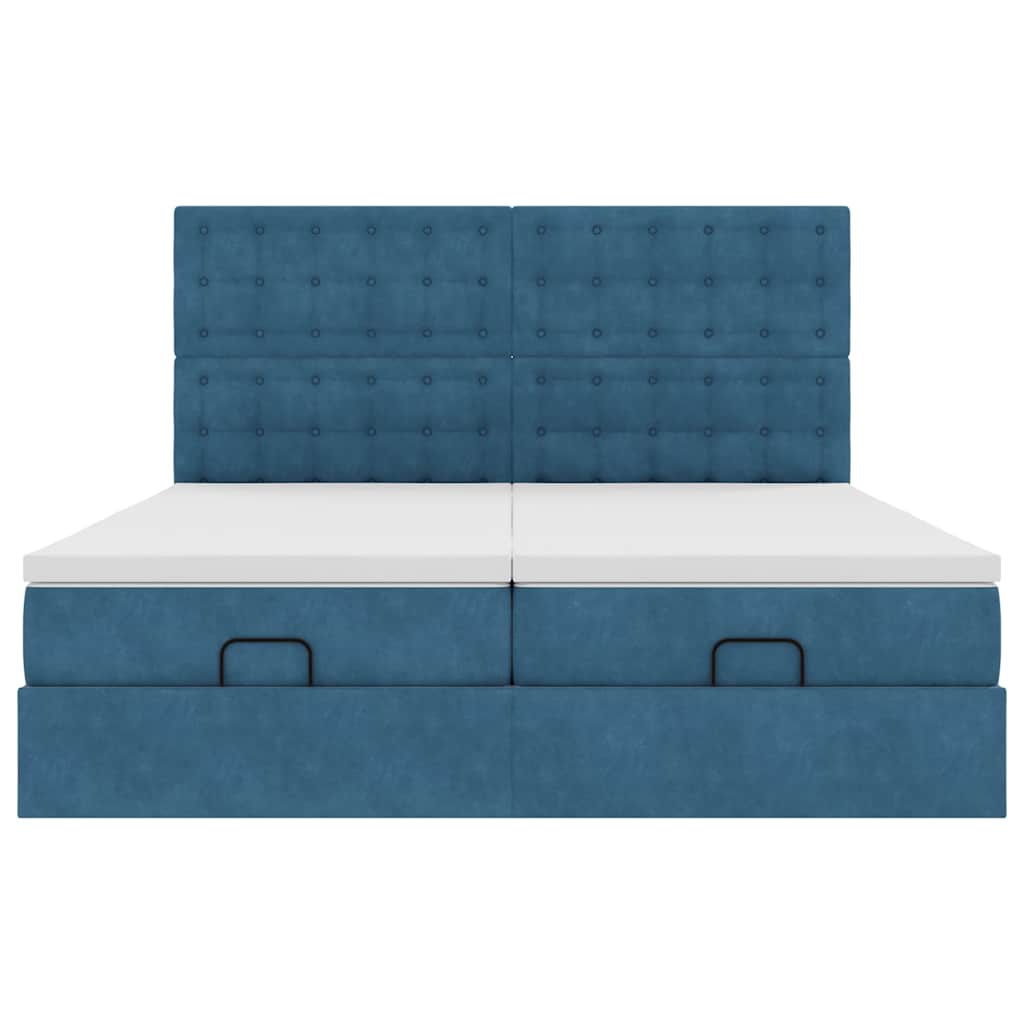 Ottoman-Bett mit Matratzen Dunkelblau 200x200 cm Samt
