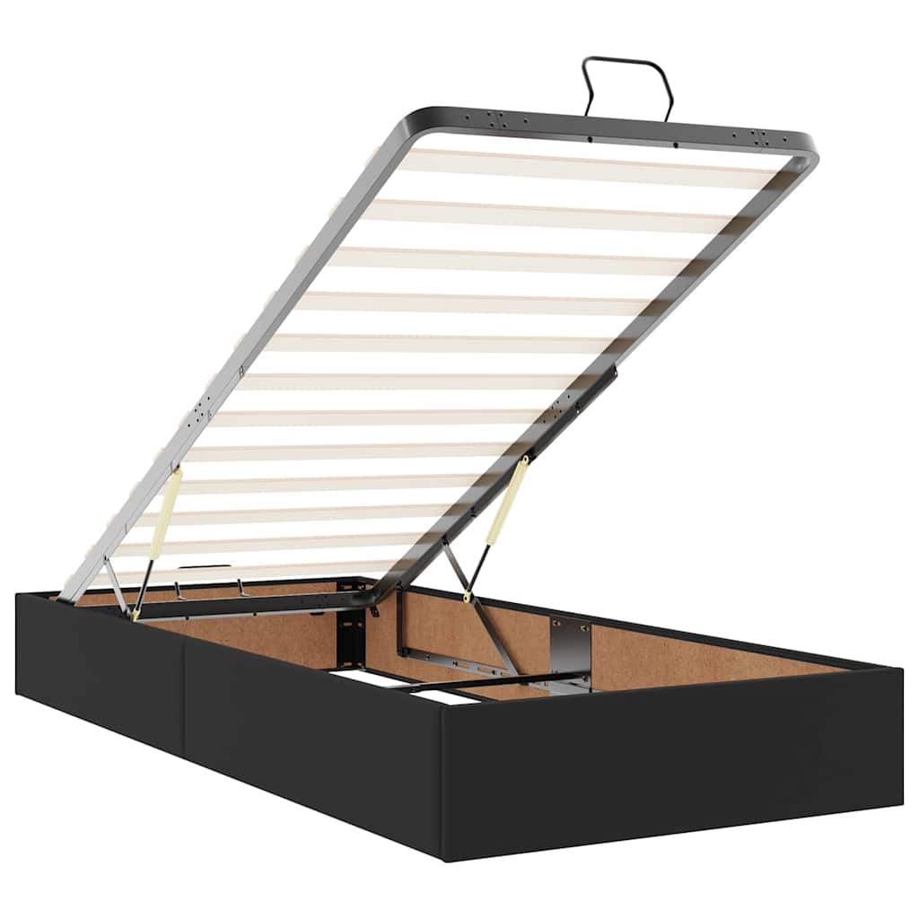 Ottoman-Bett mit Matratzen & LEDs Schwarz 180x200 cm Kunstleder