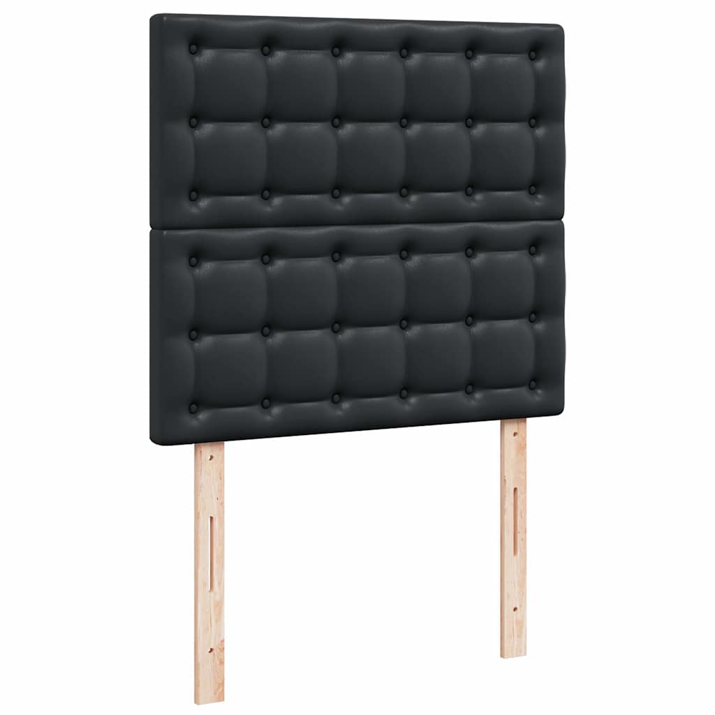 Ottoman-Bett mit Matratzen & LEDs Schwarz 200x200 cm Kunstleder