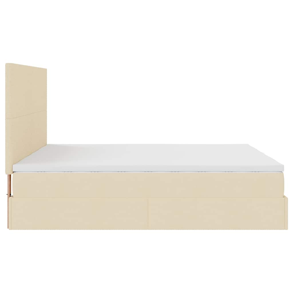 Ottoman-Bett mit Matratzen & LEDs Creme 200x200 cm Stoff