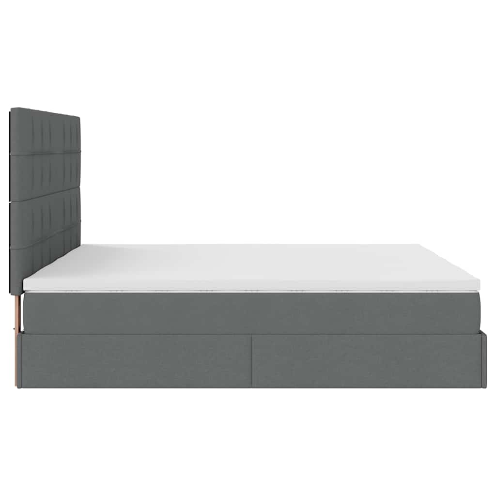 Ottoman bed with mattress &amp; LEDs dark grey 180x200 cm fabric