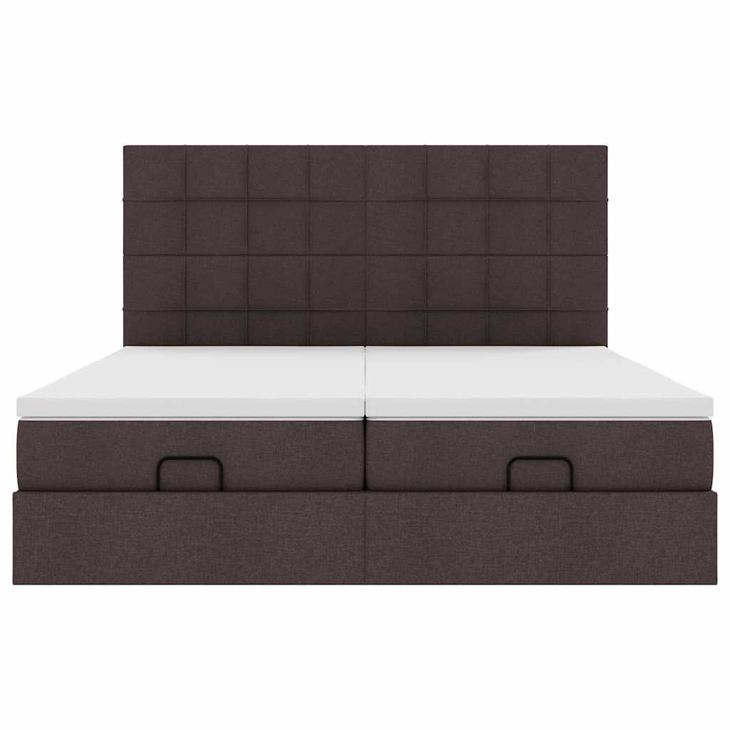 Ottoman-Bett mit Matratzen & LEDs Dunkelbraun 180x200 cm Stoff