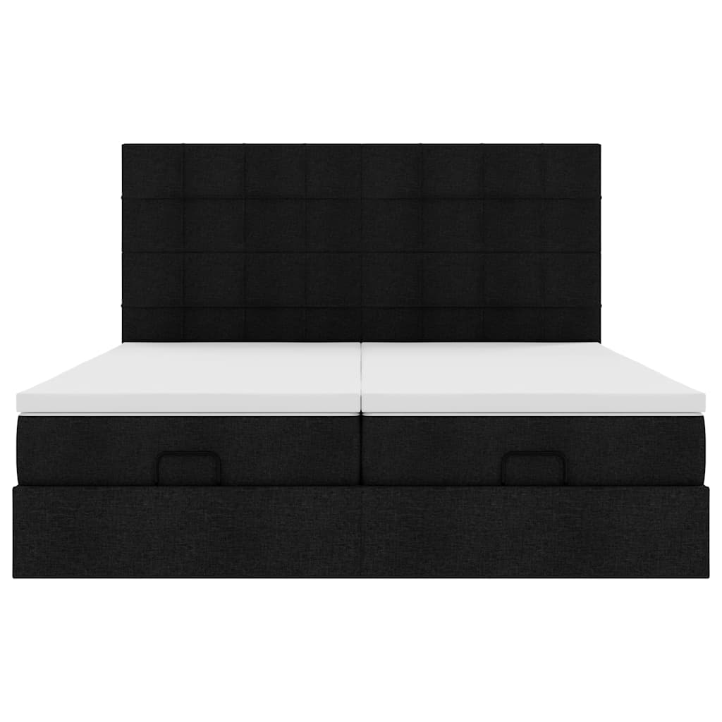 Ottoman-Bett mit Matratzen & LEDs Schwarz 200x200 cm Stoff